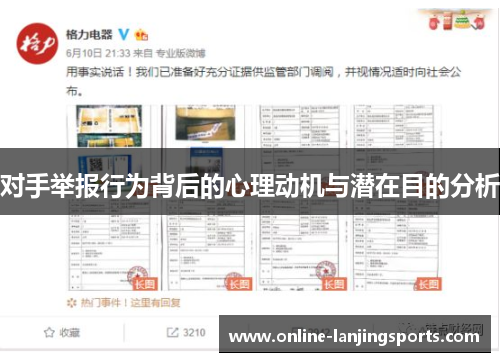 对手举报行为背后的心理动机与潜在目的分析