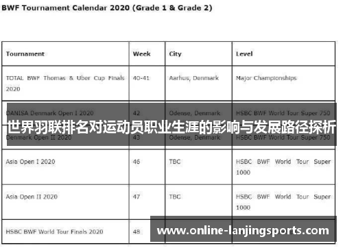 世界羽联排名对运动员职业生涯的影响与发展路径探析